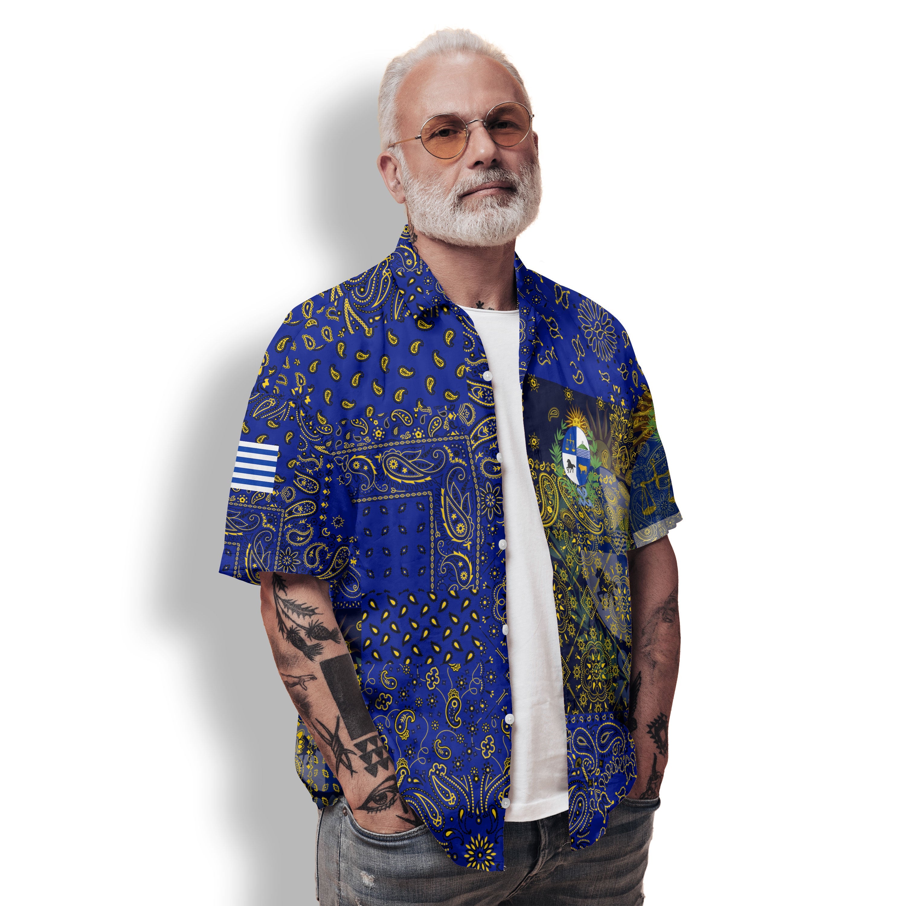 Uruguay Hawaiian Shirt Paisley Flag And Skull Style 2