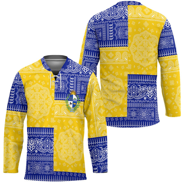 Uruguay Hockey Jersey Flag And Paisley Basic Style 1