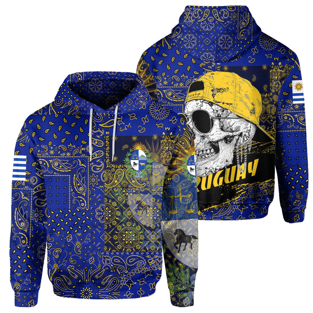 Uruguay Hoodie Paisley Flag And Skull Style 1