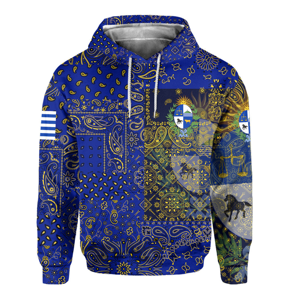 Uruguay Hoodie Paisley Flag And Skull Style 2