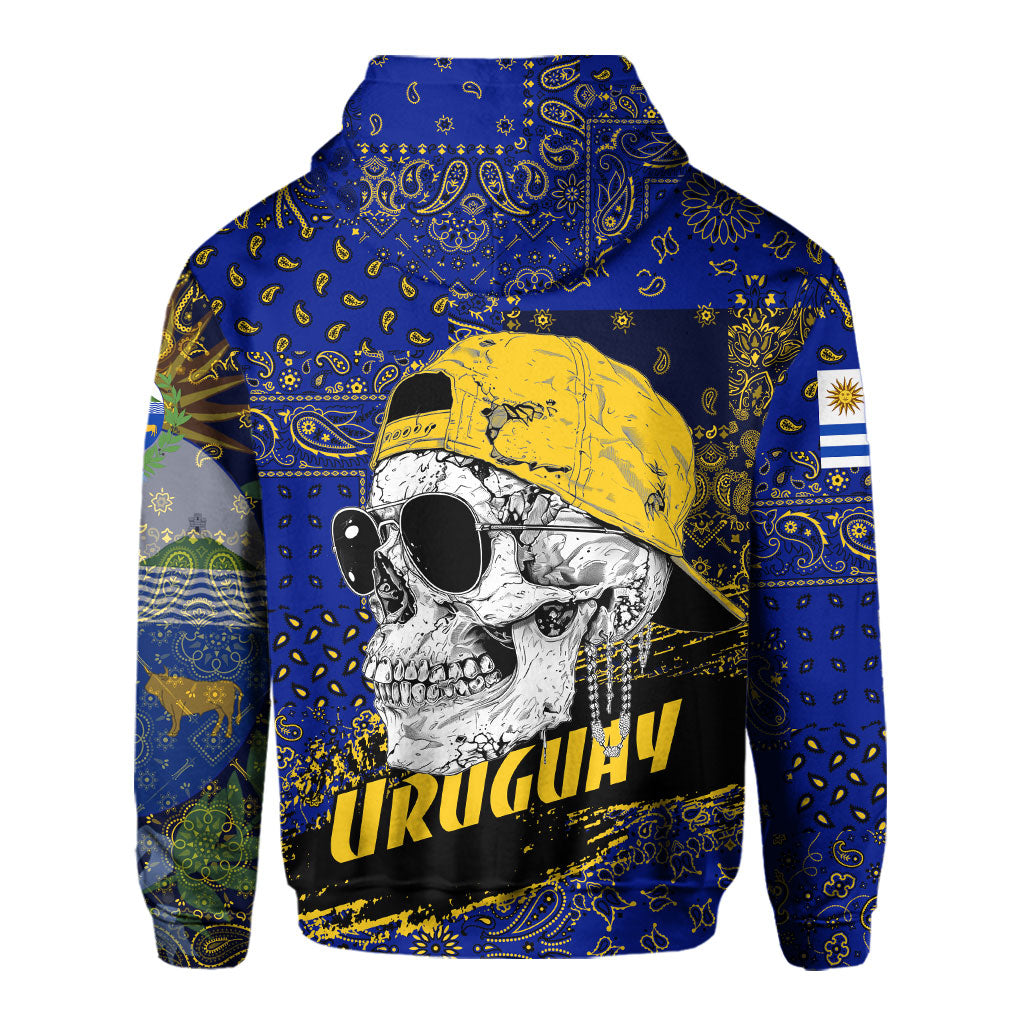 Uruguay Hoodie Paisley Flag And Skull Style 3