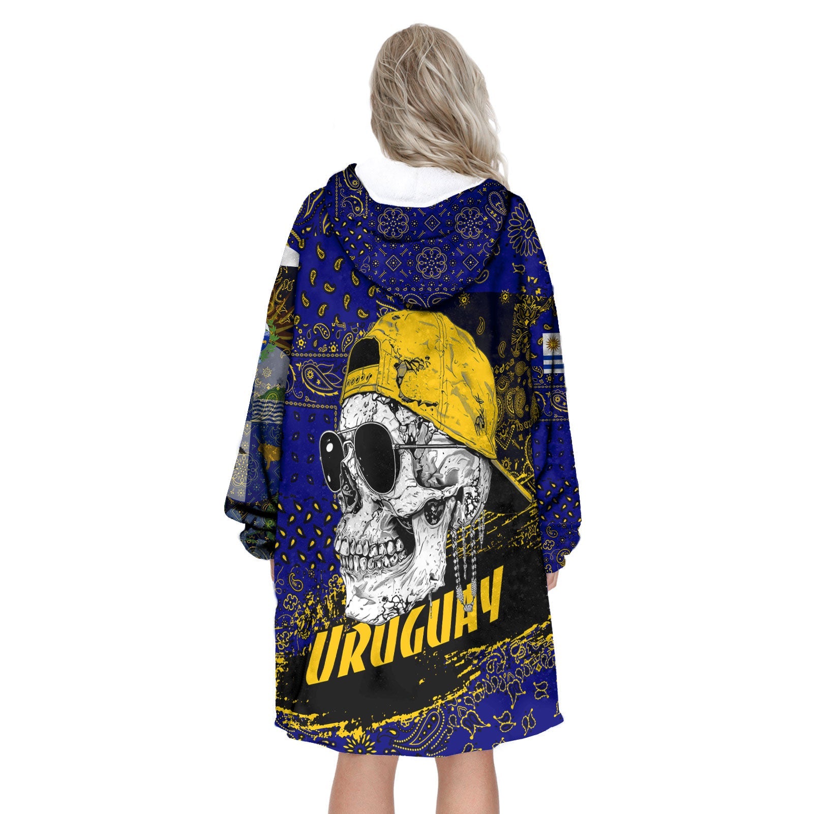 Uruguay Hoodie Blanket Paisley Flag And Skull Style 3