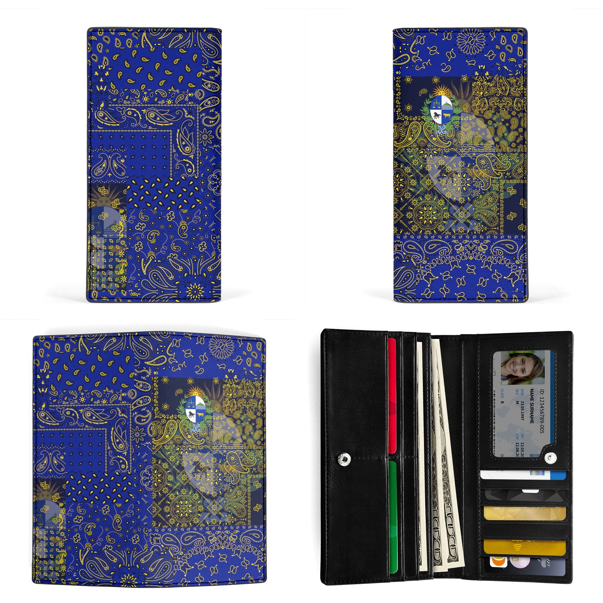 Uruguay Leather Wallet Paisley Flag And Skull Style 3