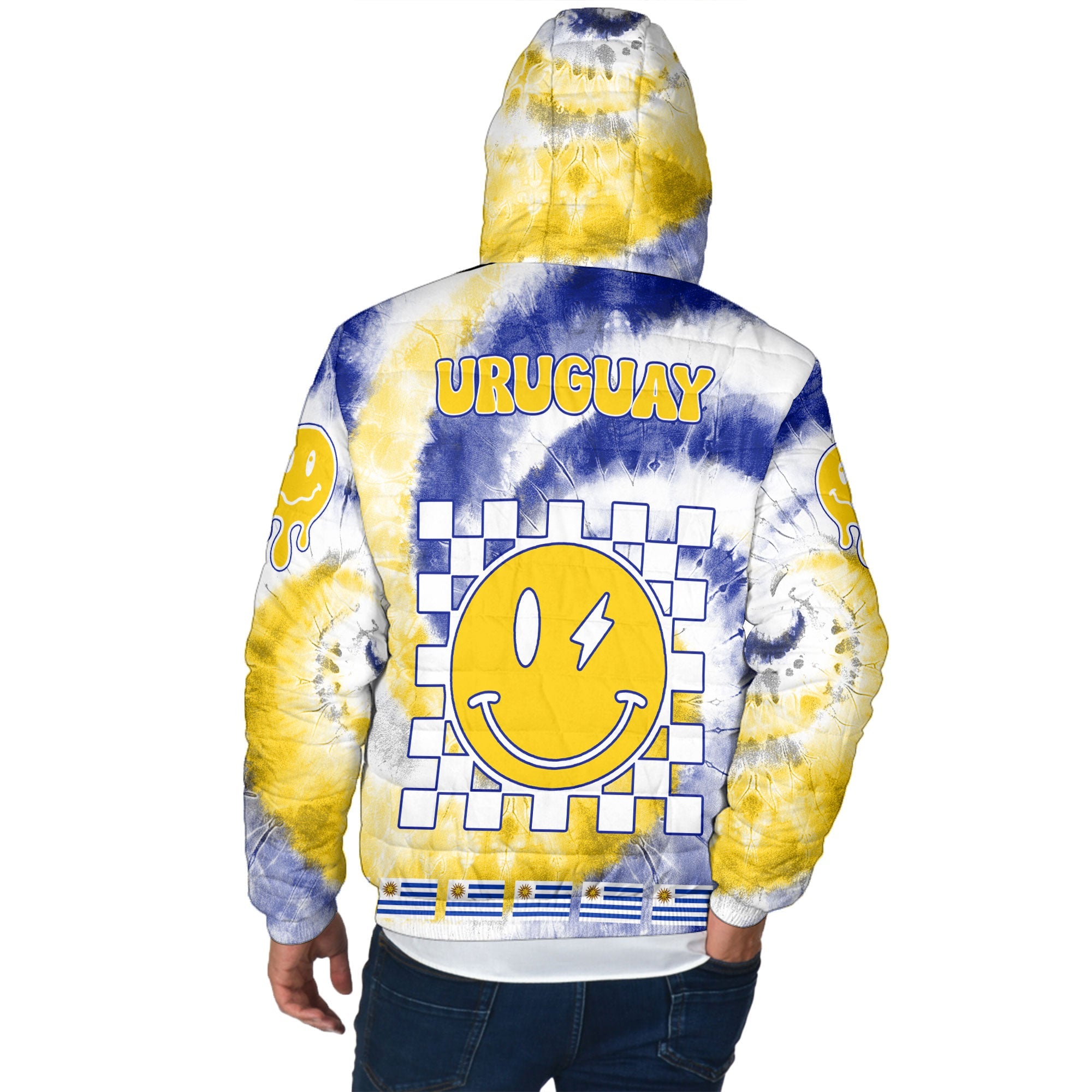 Uruguay Men Hooded Padded Jacket Custom Tie Dye Style 3