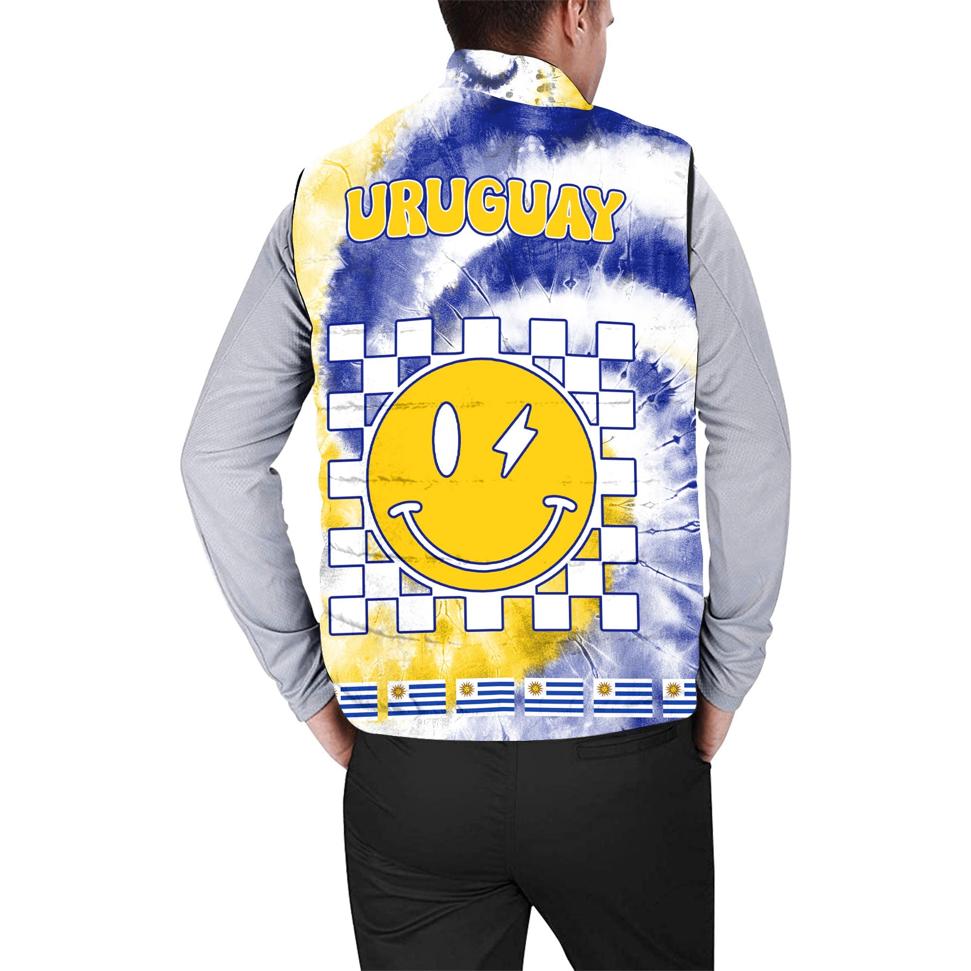 Uruguay Men Padded Jacket Vest Custom Tie Dye Style 2