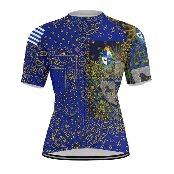 Uruguay Men Cycling Jersey Paisley Flag And Skull Style 1