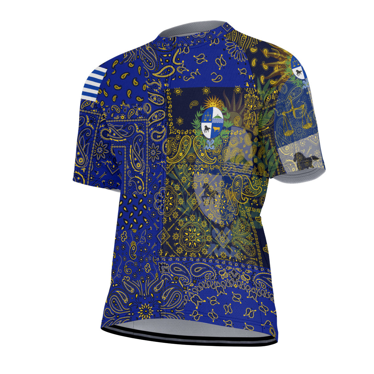 Uruguay Men Cycling Jersey Paisley Flag And Skull Style 2