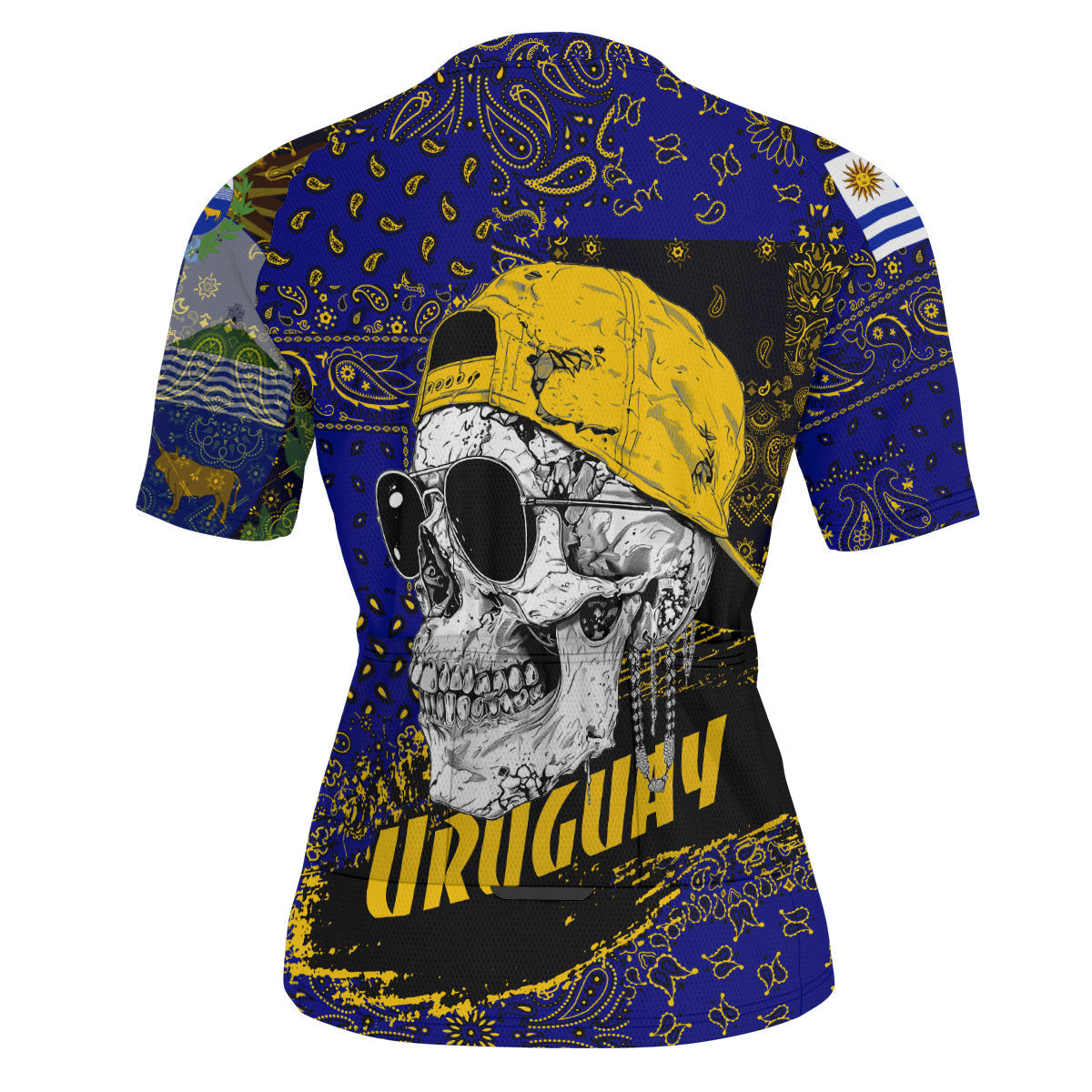 Uruguay Men Cycling Jersey Paisley Flag And Skull Style 3