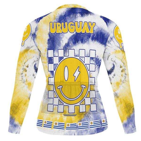 Uruguay Raglan Men Cycling Jersey Long Sleeve Custom Tie Dye Style 1