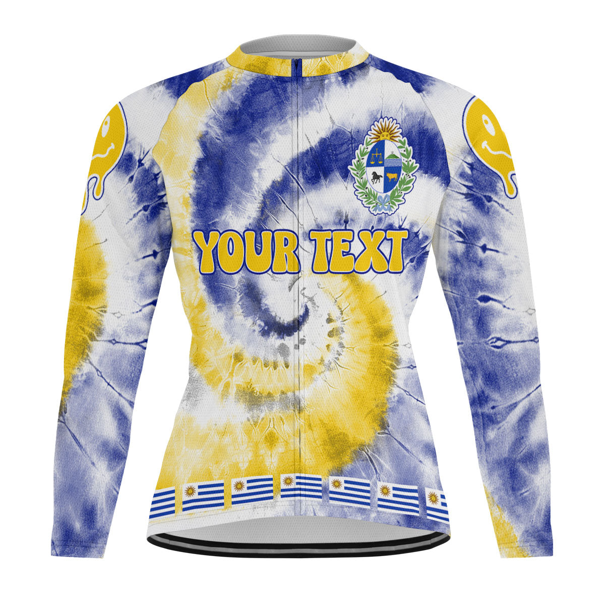 Uruguay Raglan Men Cycling Jersey Long Sleeve Custom Tie Dye Style 2