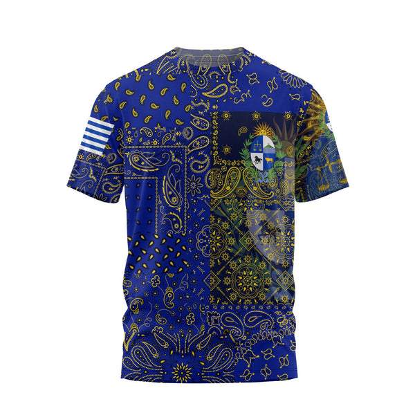 Uruguay T Shirt Paisley Flag And Skull Style 1