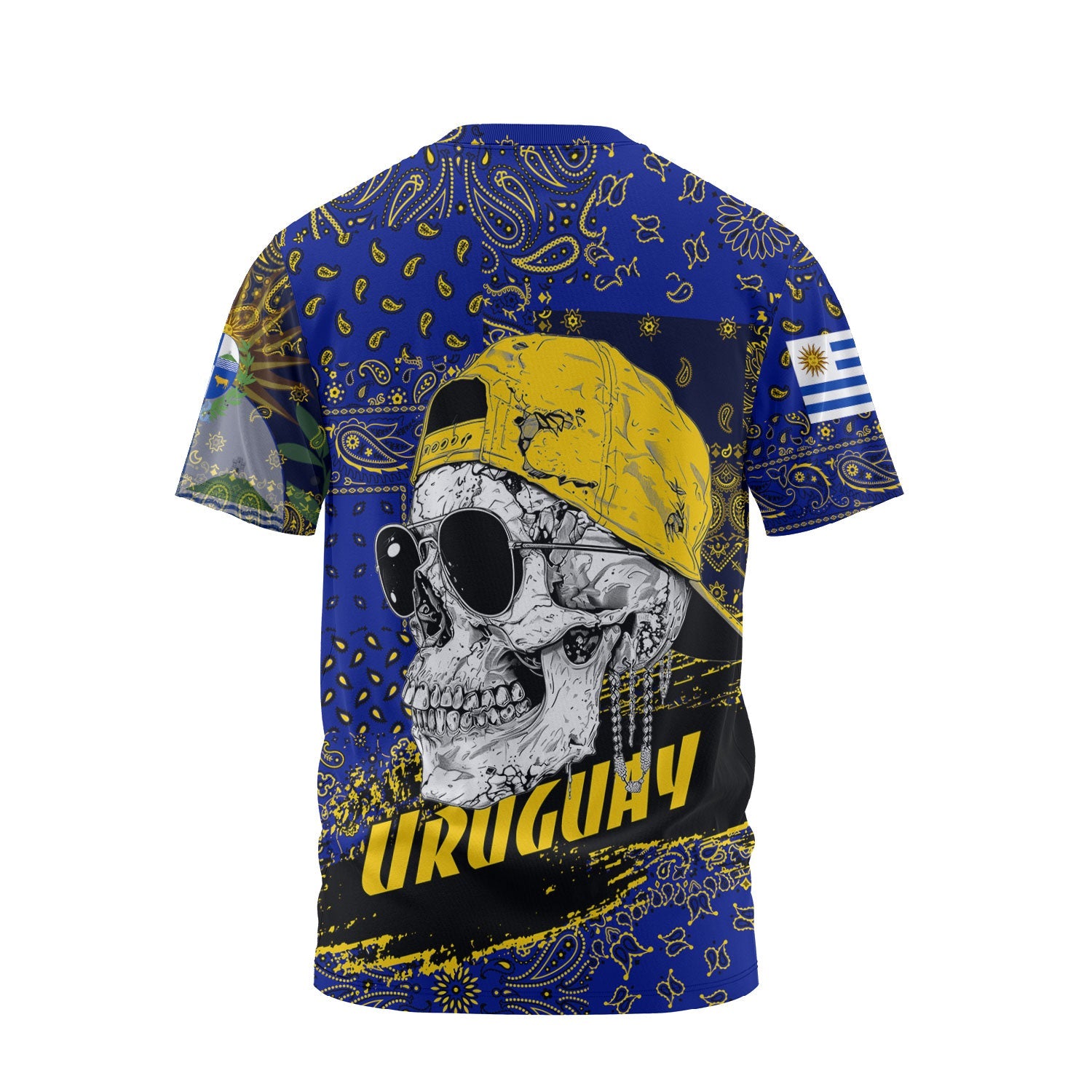 Uruguay T Shirt Paisley Flag And Skull Style 2