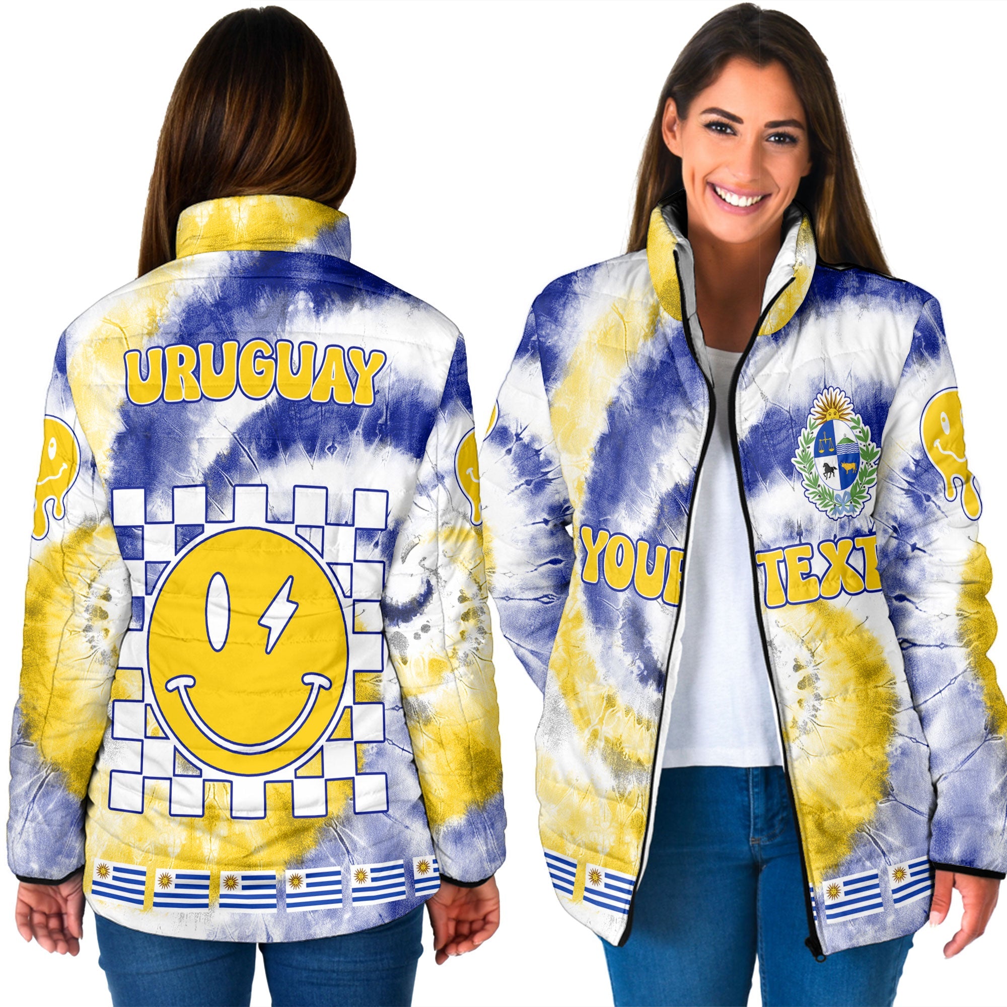 Uruguay Women Padded Jacket Custom Tie Dye Style 3