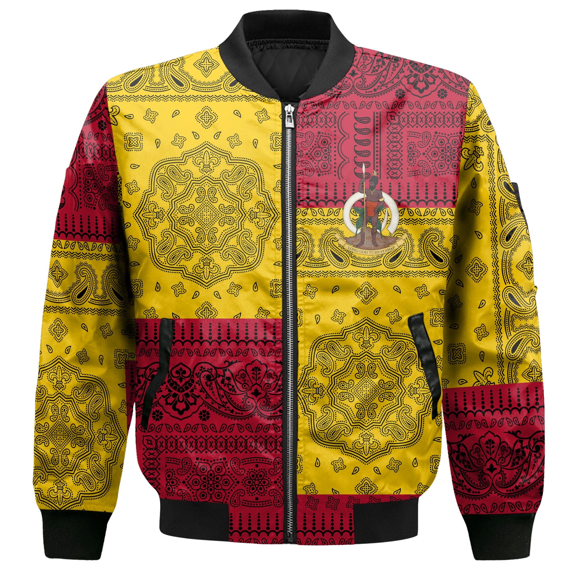 Vanuatu Bomber Jacket Flag And Paisley Basic Style 2