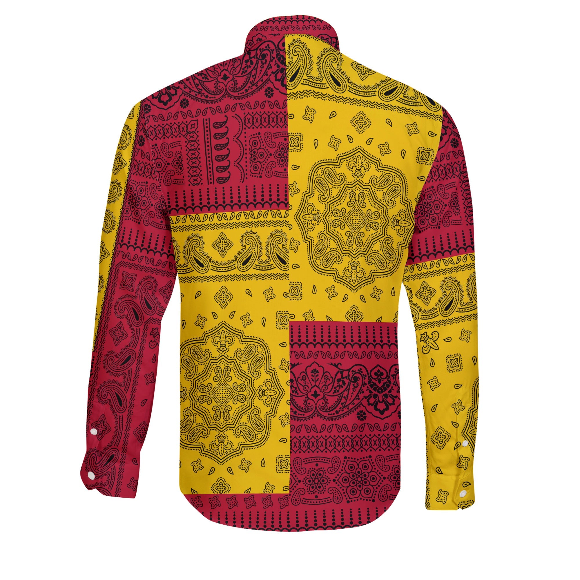 Vanuatu Long Sleeve Button Shirt Flag And Paisley Basic Style 2