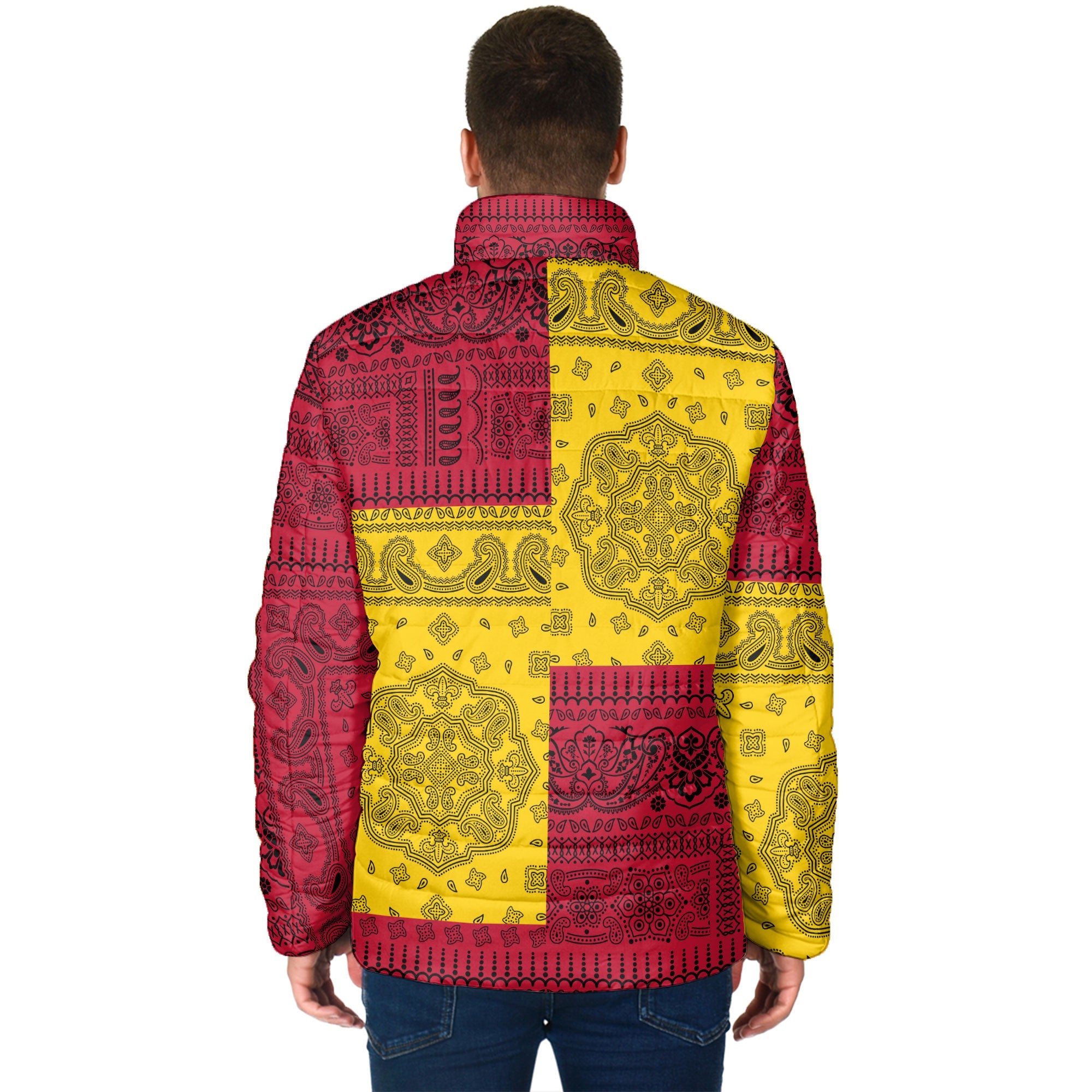 Vanuatu Men Padded Jacket Flag And Paisley Basic Style 2