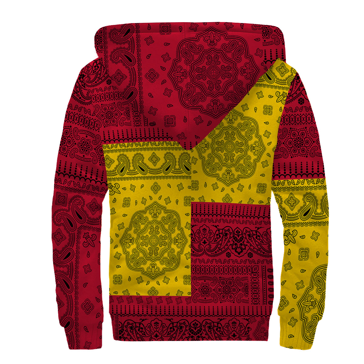 Vanuatu Sherpa Hoodie Flag And Paisley Basic Style 2