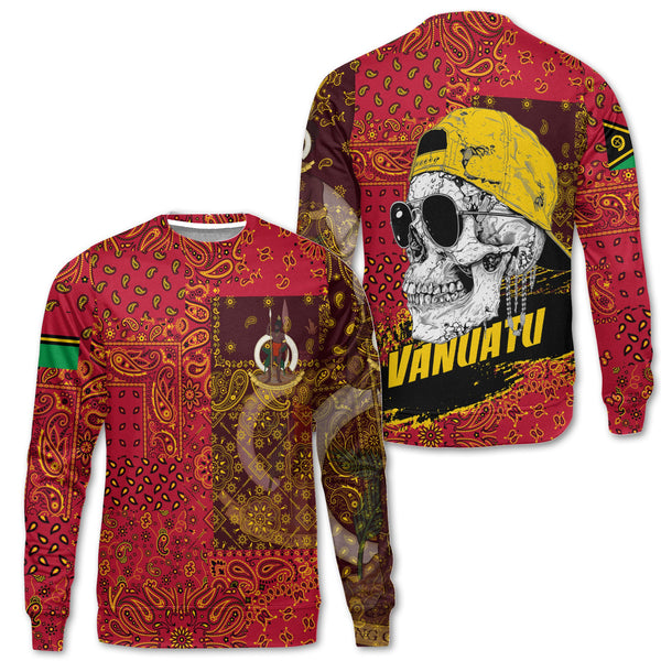 Vanuatu Sweatshirt Paisley Flag And Skull Style 1