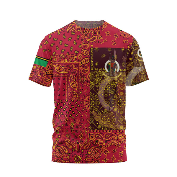 Vanuatu T Shirt Paisley Flag And Skull Style 1