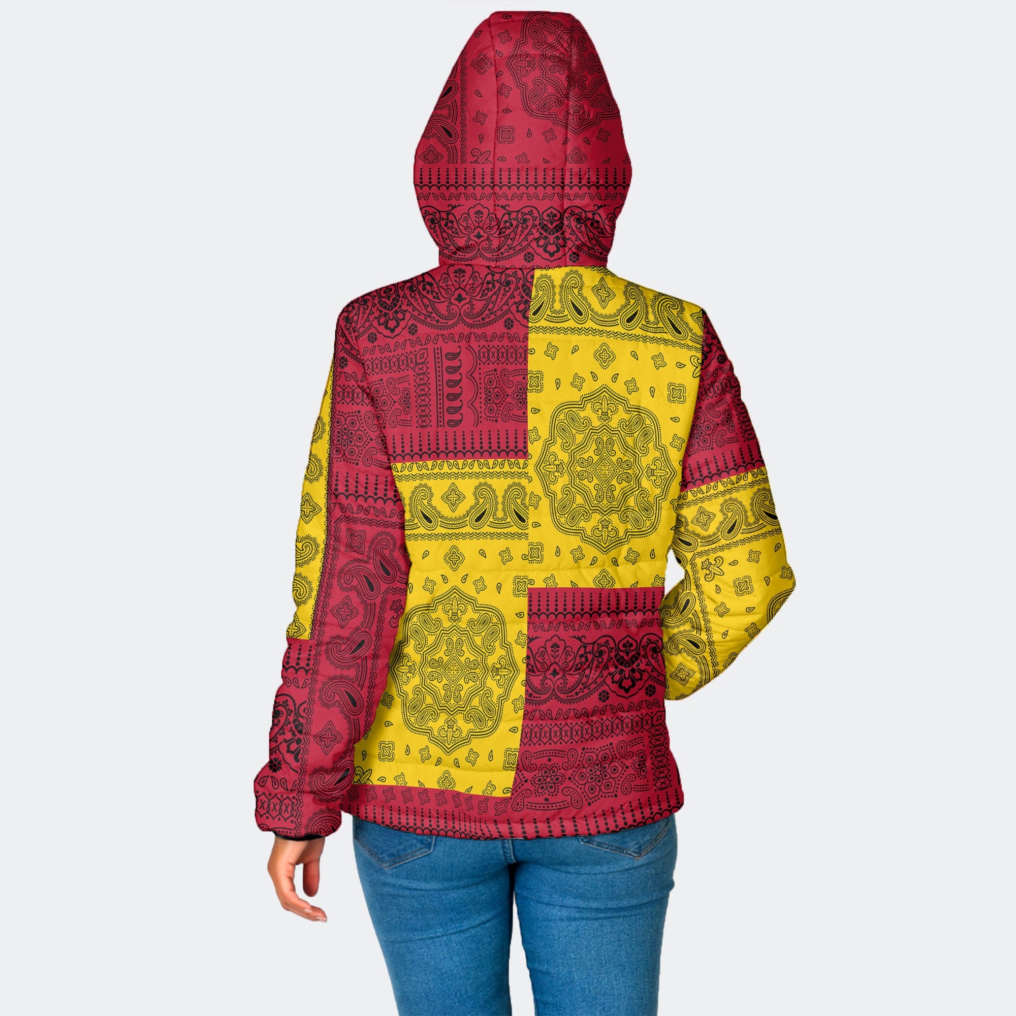 Vanuatu Women Hooded Padded Jacket Flag And Paisley Basic Style 2