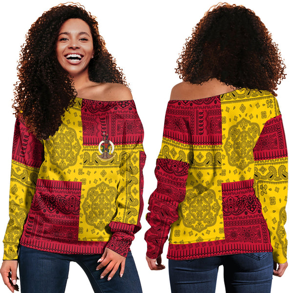 Vanuatu Women Off Shoulder Sweatshirt Flag And Paisley Basic Style 1