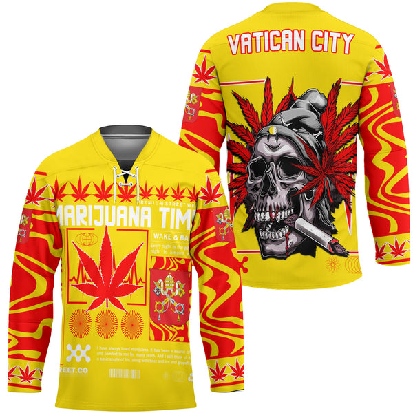 Vatican City Hockey Jersey Flag & Coat Of Arms Marijuanas Style