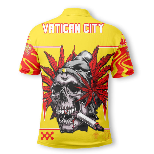 Vatican City Polo Shirt Flag & Coat Of Arms Marijuanas Style