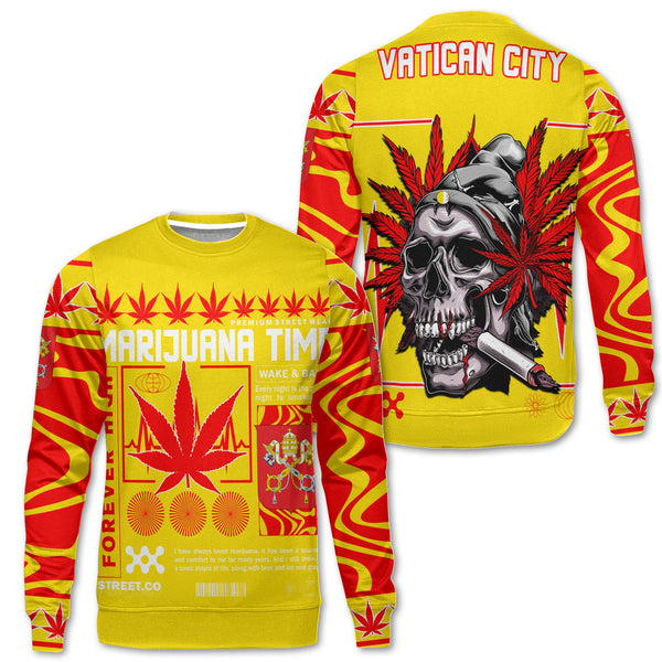 Vatican City Sweatshirt Flag & Coat Of Arms Marijuanas Style