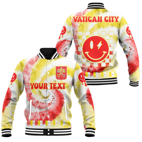 Vatican City Baseball Jacket Custom Tie Dye Style 1