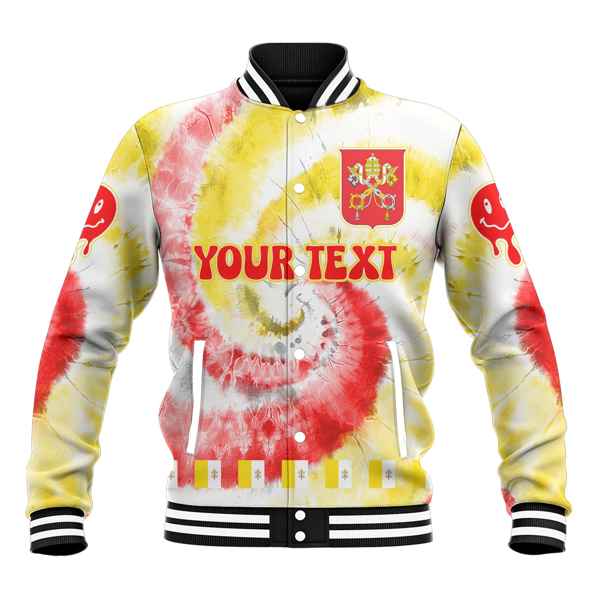 Vatican City Baseball Jacket Custom Tie Dye Style 2