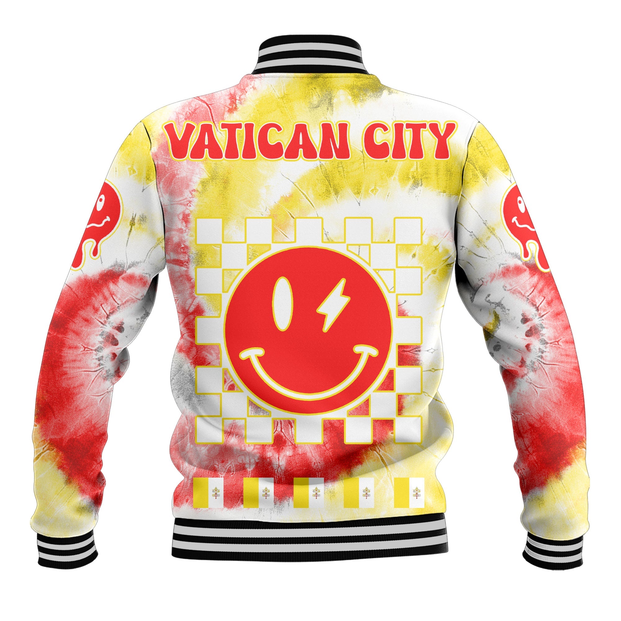 Vatican City Baseball Jacket Custom Tie Dye Style 3