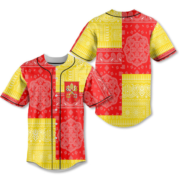 Vatican City Baseball Jersey Flag And Paisley Basic Style 1