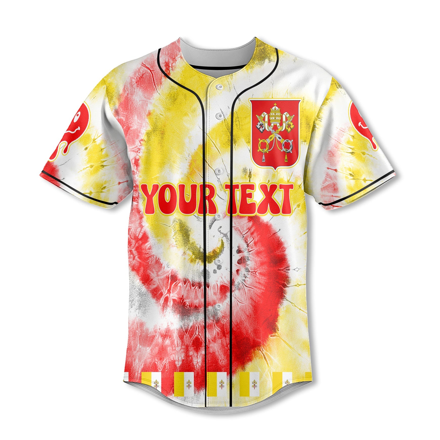 Vatican City Baseball Jersey Custom Tie Dye Style 2