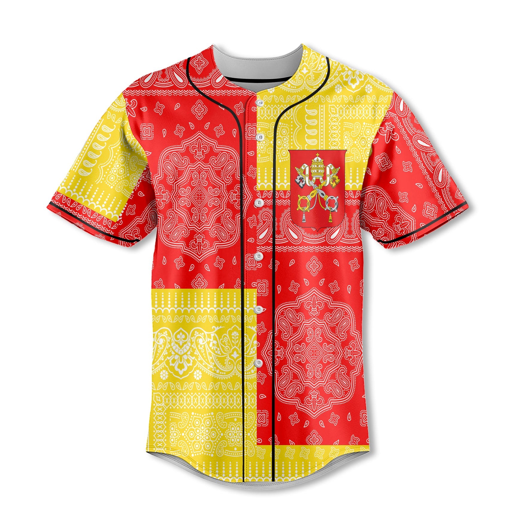 Vatican City Baseball Jersey Flag And Paisley Basic Style 2