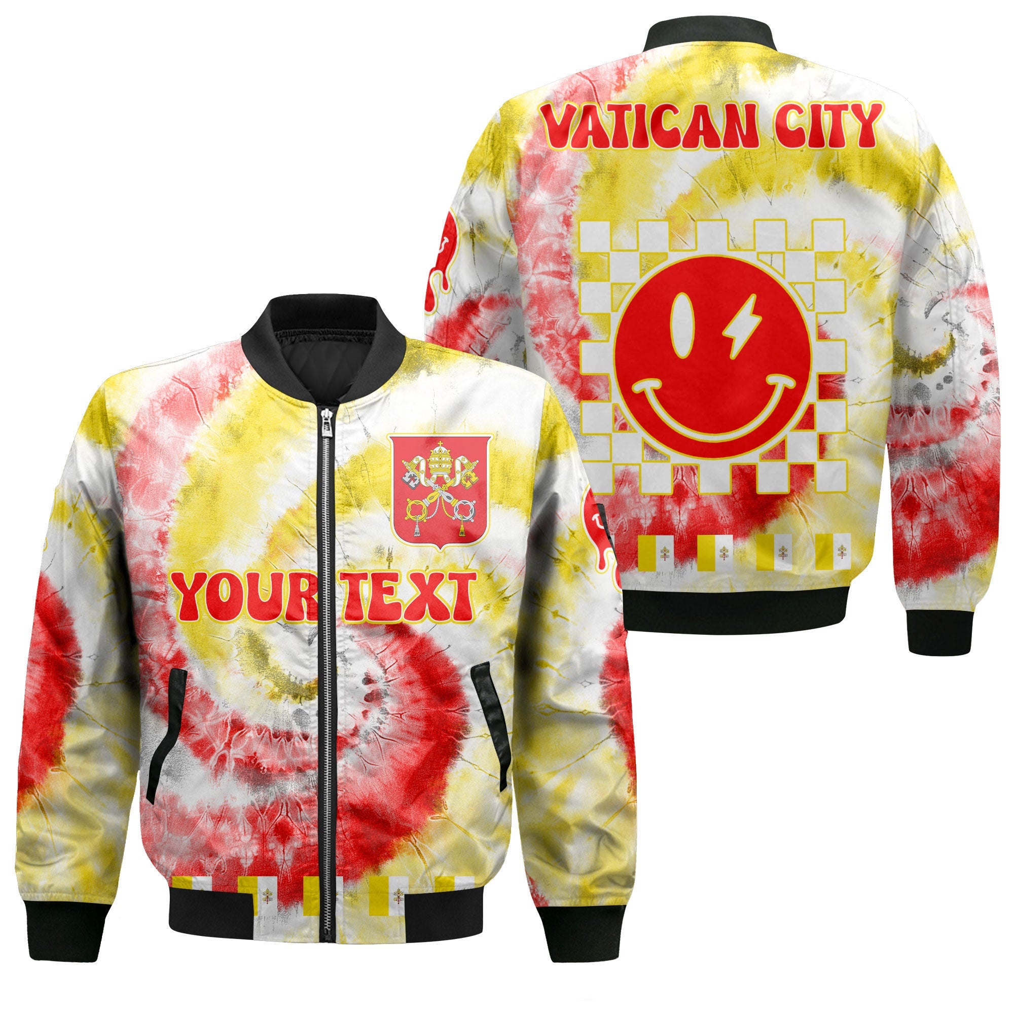 Vatican City Bomber Jacket Custom Tie Dye Style 1