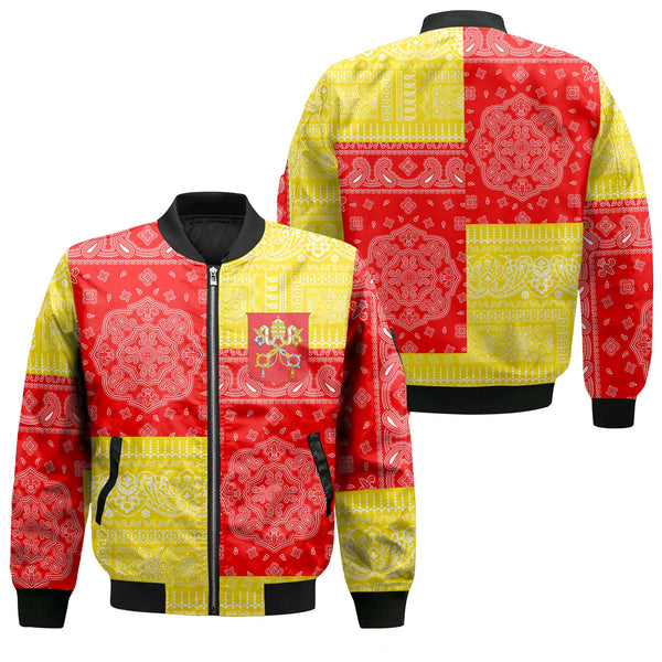 Vatican City Bomber Jacket Flag And Paisley Basic Style 1