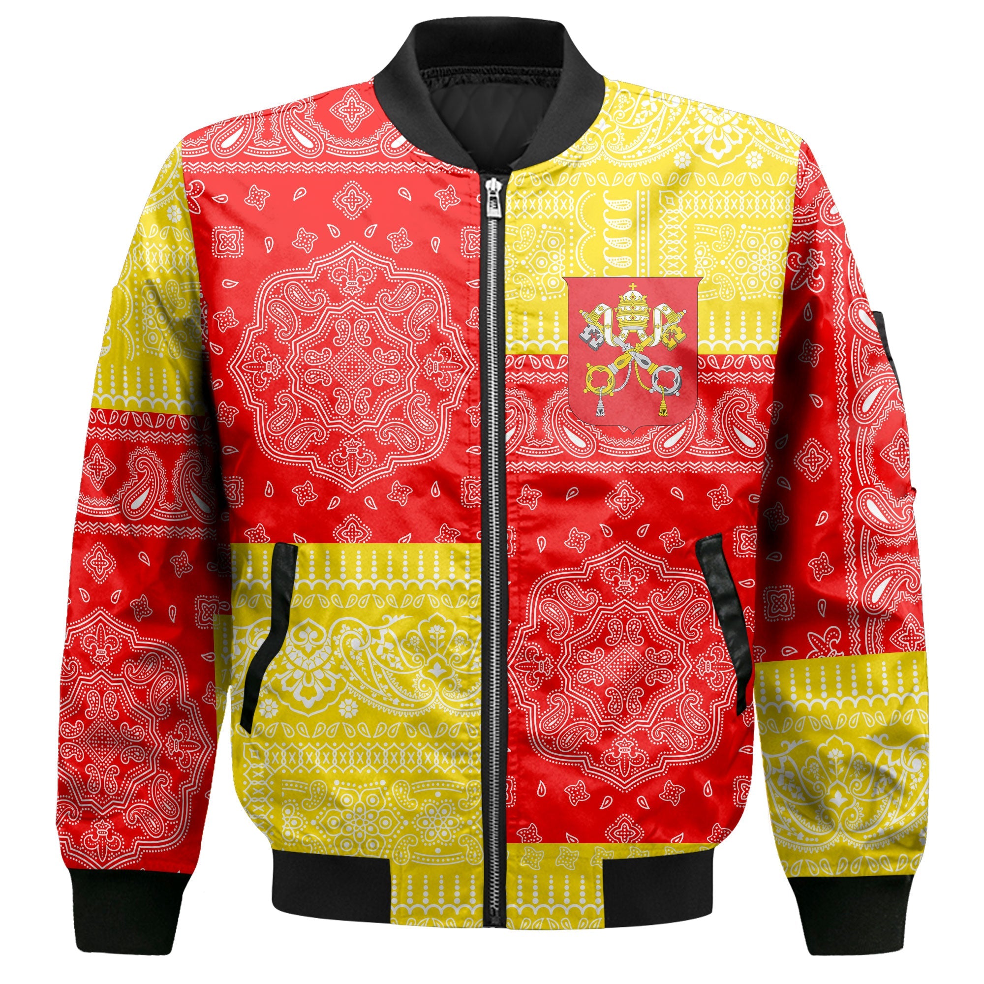 Vatican City Bomber Jacket Flag And Paisley Basic Style 2