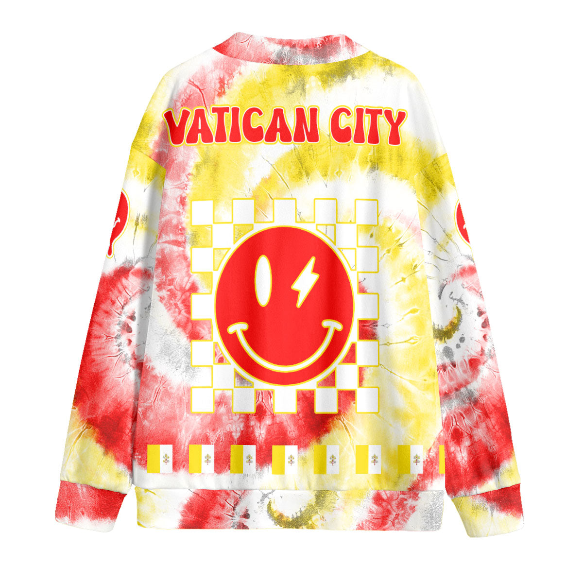 Vatican City Fleece Cardigan Custom Tie Dye Style 2