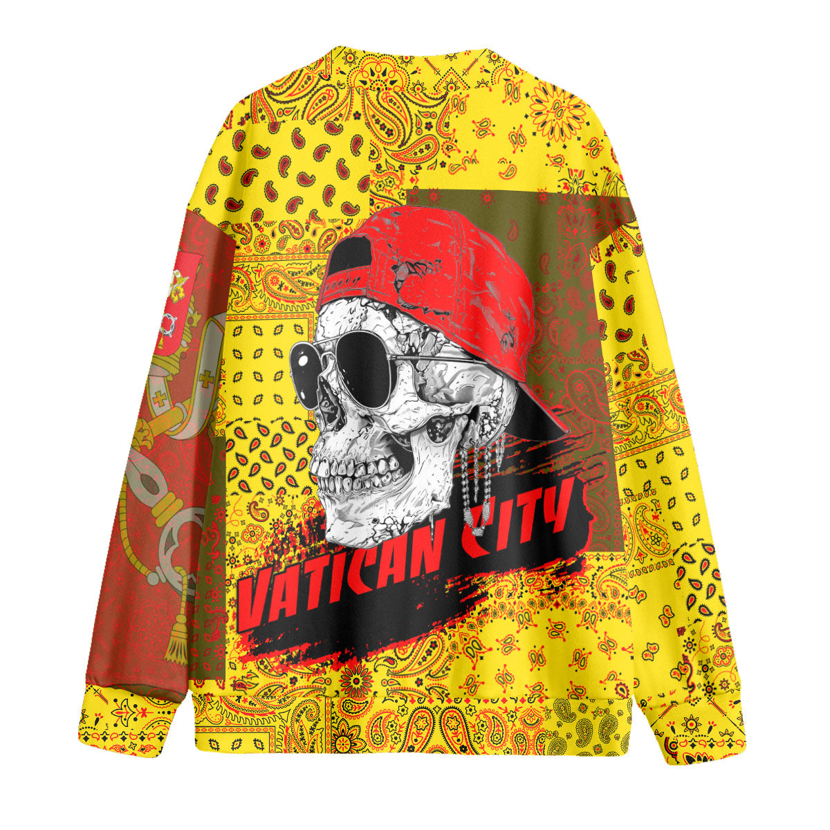 Vatican City Fleece Cardigan Paisley Flag And Skull Style 2