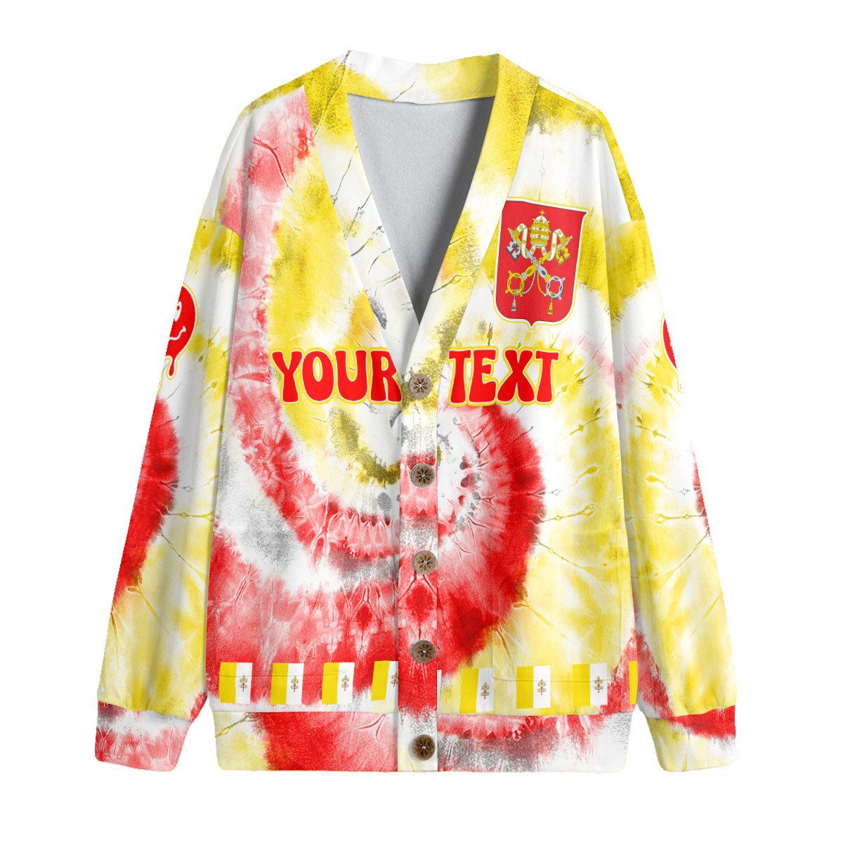 Vatican City Fleece Cardigan Custom Tie Dye Style 4