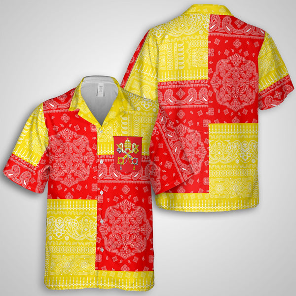 Vatican City Hawaiian Shirt Flag And Paisley Basic Style 1