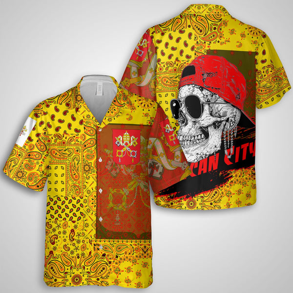 Vatican City Hawaiian Shirt Paisley Flag And Skull Style 1