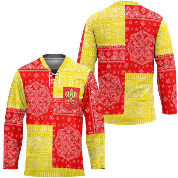 Vatican City Hockey Jersey Flag And Paisley Basic Style 1