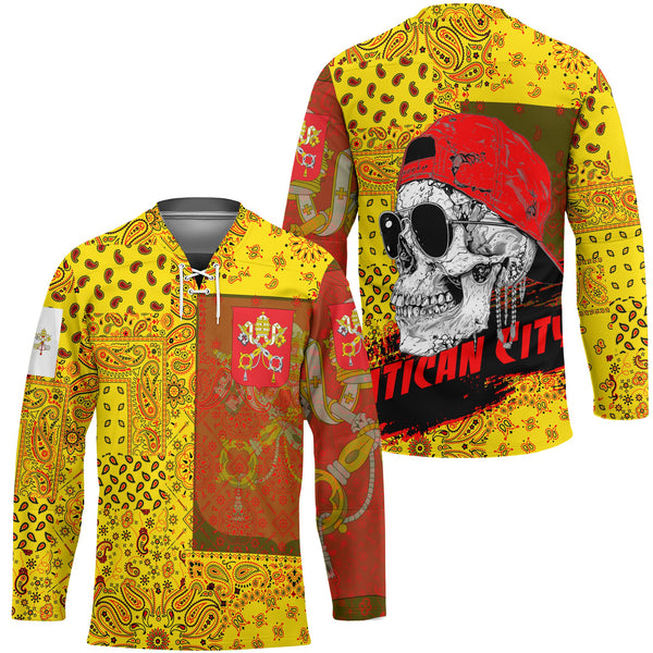 Vatican City Hockey Jersey Paisley Flag And Skull Style 1