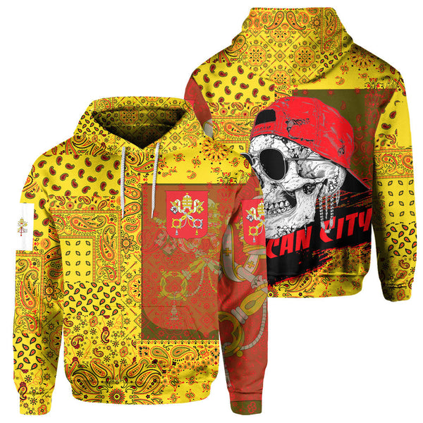 Vatican City Hoodie Paisley Flag And Skull Style 1