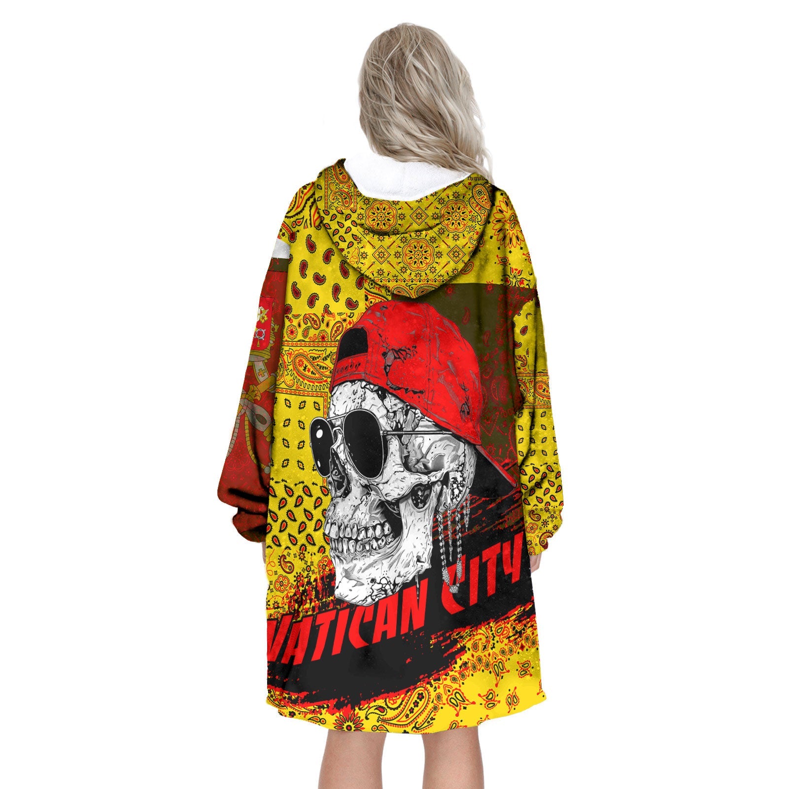 Vatican City Hoodie Blanket Paisley Flag And Skull Style 3