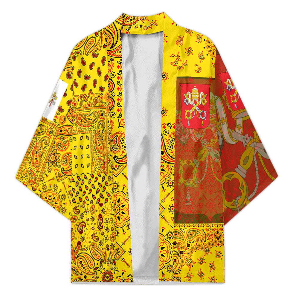 Vatican City Kimono Paisley Flag And Skull Style 1