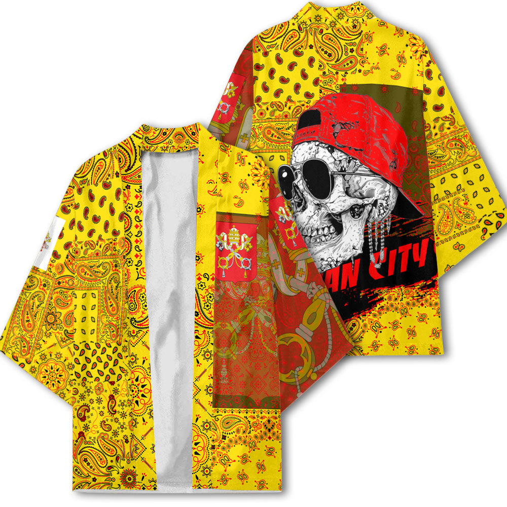 Vatican City Kimono Paisley Flag And Skull Style 2