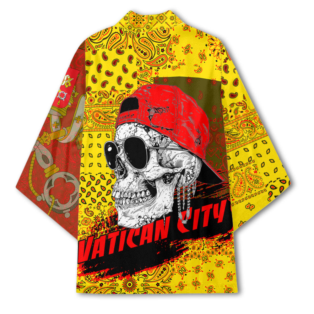 Vatican City Kimono Paisley Flag And Skull Style 3