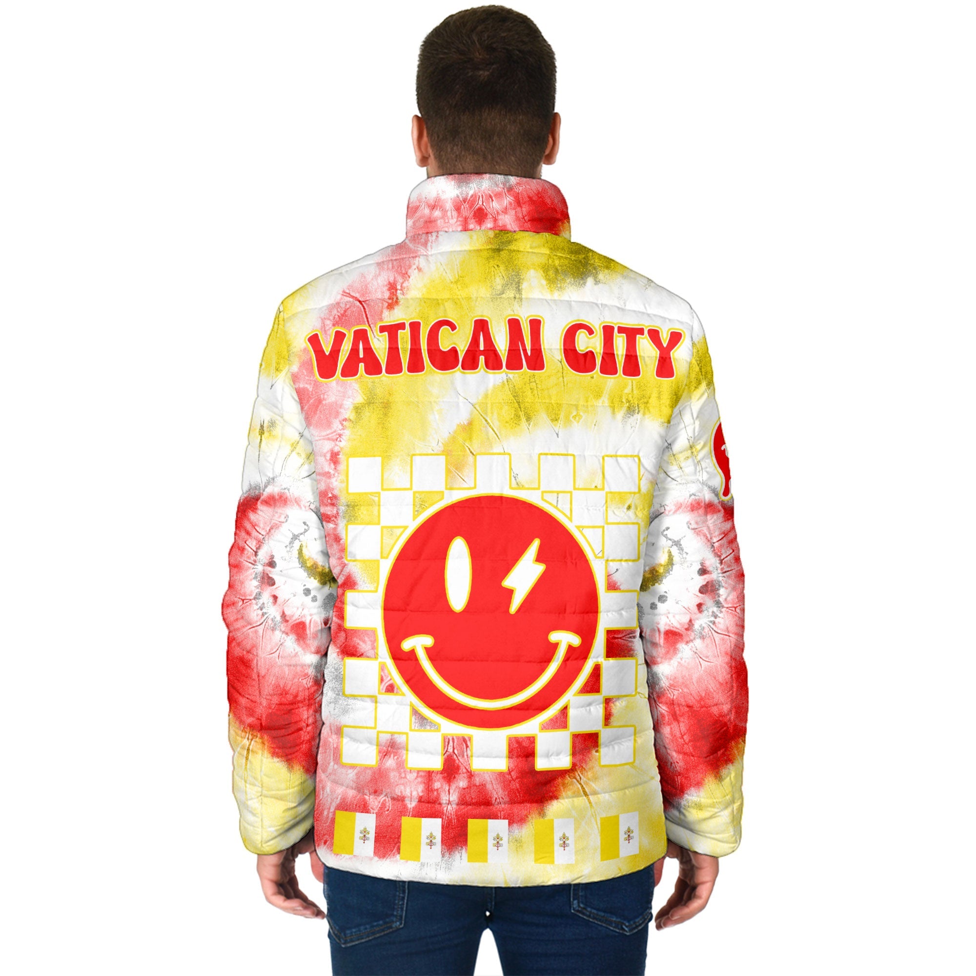 Vatican City Men Padded Jacket Custom Tie Dye Style 2